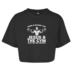 Damen Oversize Crop Top jesus and gym