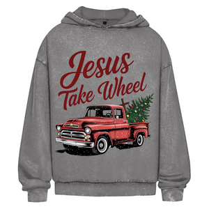 Oversize Washed Hoodie jesus take wheel