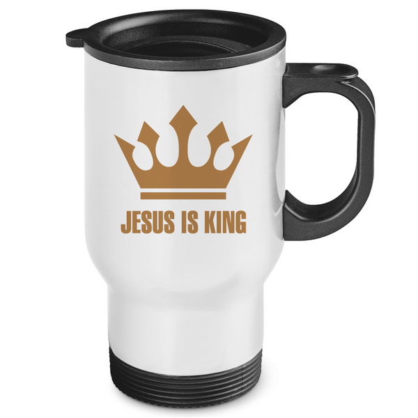 Edelstahl-Thermobecher jesus is king krone