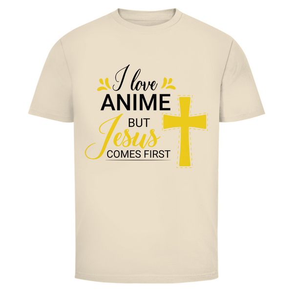 Herren T-Shirt i love anime but jesus comes first