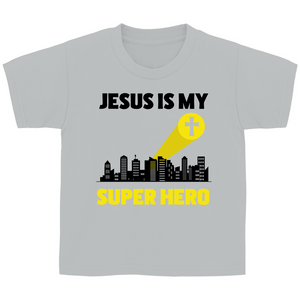 Kinder T-Shirt jesus is my superhero