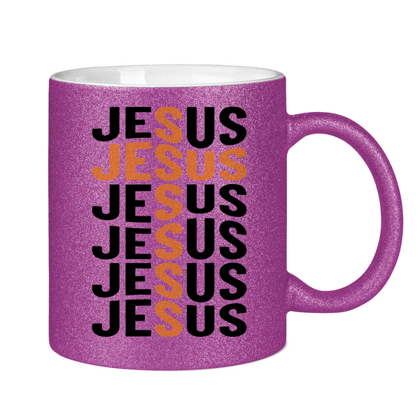 Glitzertasse jesus schriftzug