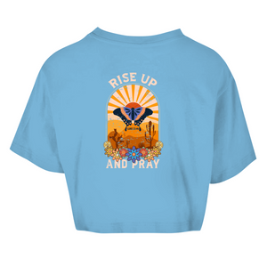Damen Oversize Crop Top rise up and pray