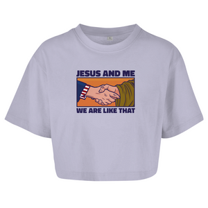 Damen Oversize Crop Top jesus and me we are like that