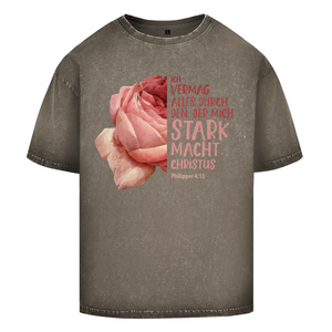 Oversize Washed T-Shirt der mich stark macht rose philipper 4:13