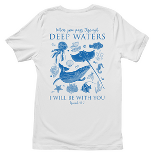 Damen T-Shirt deep waters isaiah 43:2