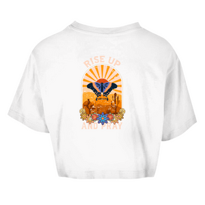 Damen Oversize Crop Top rise up and pray