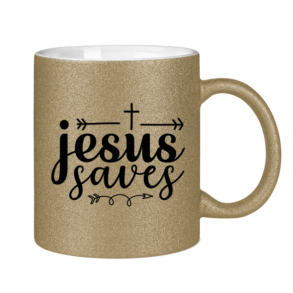 Glitzertasse jesus saves