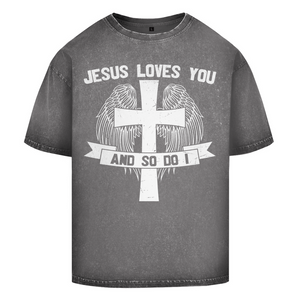 Oversize Washed T-Shirt jesus loves you and so do i