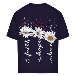 Oversize T-Shirt faith hope love blumen