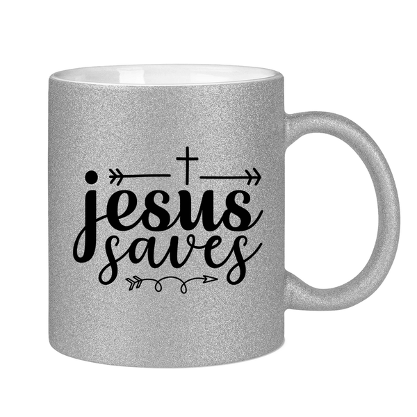 Glitzertasse jesus saves