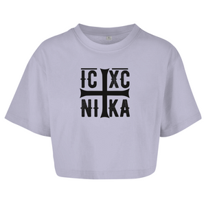 Damen Oversize Crop Top ICXC NIKA orthodox griechisch