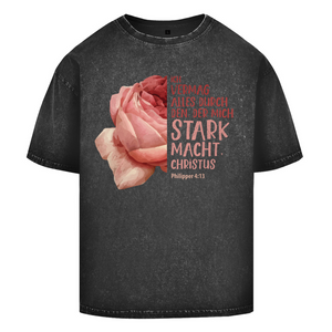 Oversize Washed T-Shirt der mich stark macht rose philipper 4:13
