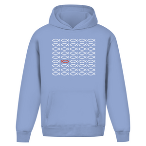 Oversize Hoodie Ohne Kordel fisch symbol ICHTHYS