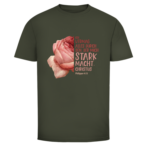 Herren T-Shirt der mich stark macht rose philipper 4:13