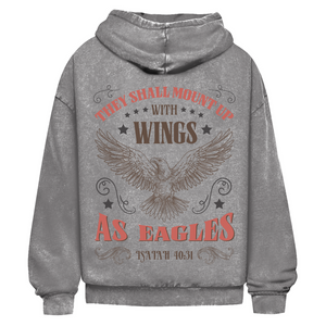 Oversize Washed Hoodie mount up with wings isaiah 40:31