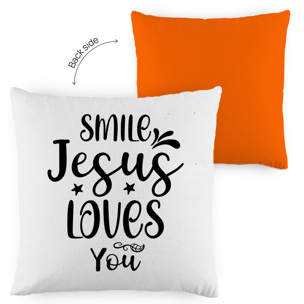 Kopfkissen zweifarbig smile jesus loves you