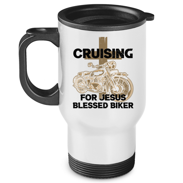 Edelstahl-Thermobecher cruising for jesus blessed biker