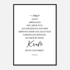 kraft die in uns wirkt epheser 3,20 Poster mit Holzrahmen