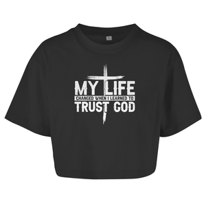 Damen Oversize Crop Top when i learned to trust god