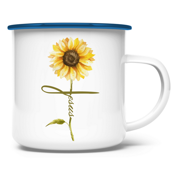 Emaille Tasse jesus sonnenblume