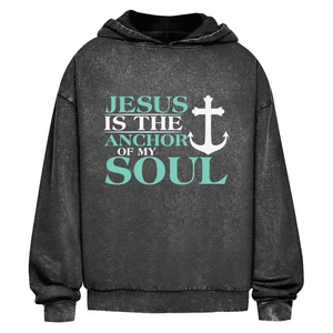 Oversize Washed Hoodie jesus is the anchor of my soul segeln