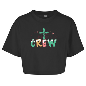 Damen Oversize Crop Top christmas crew
