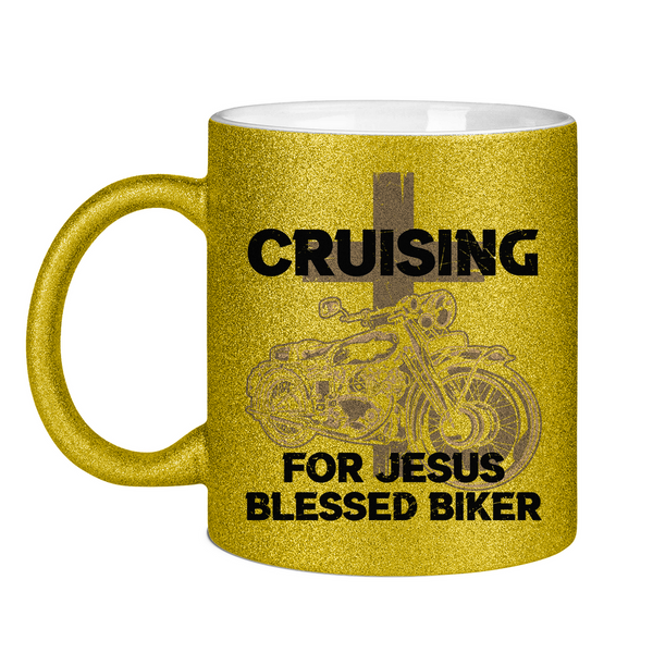 Glitzertasse cruising for jesus blessed biker