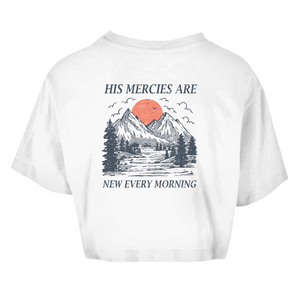 Damen Oversize Crop Top his marcies are new every morning