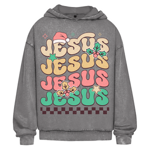 Oversize Washed Hoodie jesus weihnachtsmotiv
