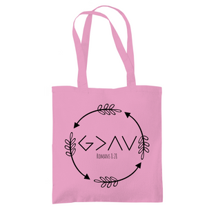 Tragetasche got is greater romans 8:28 pfeile