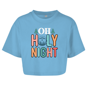 Damen Oversize Crop Top oh holy night