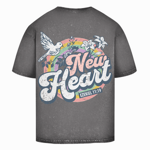 Oversize Washed T-Shirt new heart ezekiel 11:19