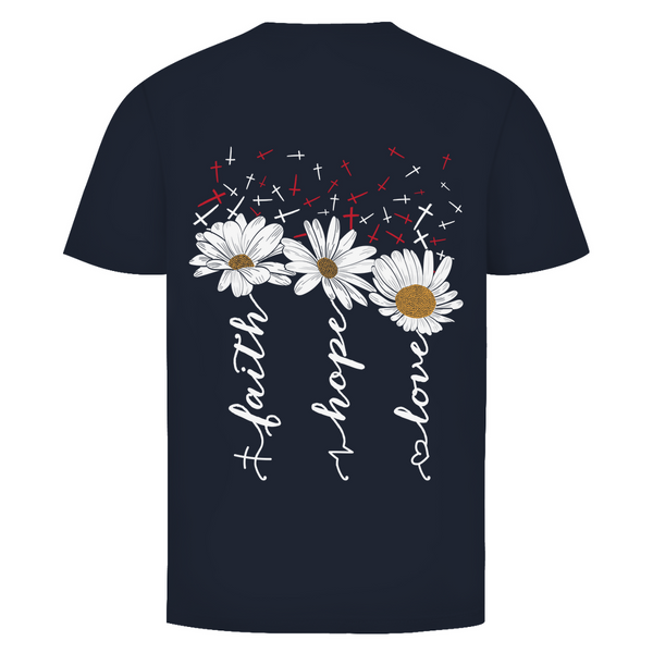 Herren T-Shirt faith hope love blumen