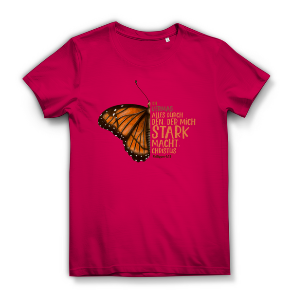 Damen Bio T-Shirt der mich stark macht schmetterling