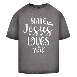 Oversize Washed T-Shirt smile jesus loves you