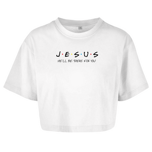 Damen Oversize Crop Top jesus he will be there for you