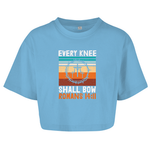 Damen Oversize Crop Topevery knee shall bow romans 14:11