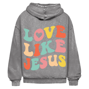 Oversize Washed Hoodie love like jesus retro