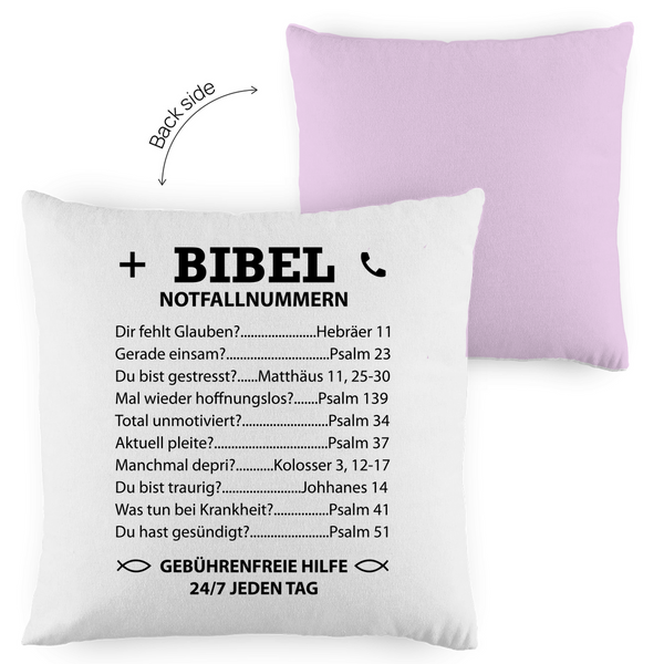 Kopfkissen zweifarbig bibel notfallnummern