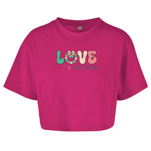 Damen Oversize Crop Top love like jesus