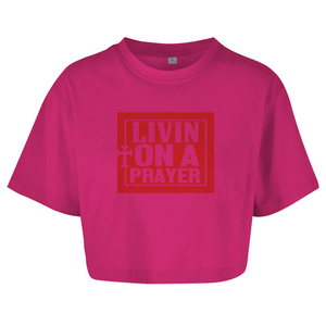 Damen Oversize Crop Top livin on a prayer