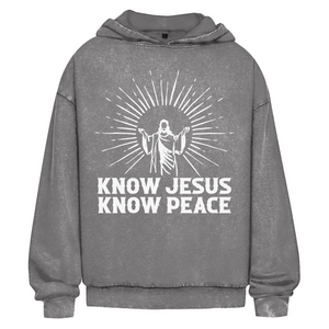 Oversize Washed Hoodie know jesus know peace