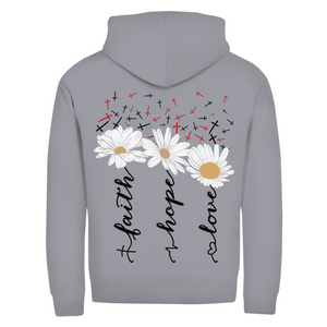 Zipper Hoodie faith hope love blumen
