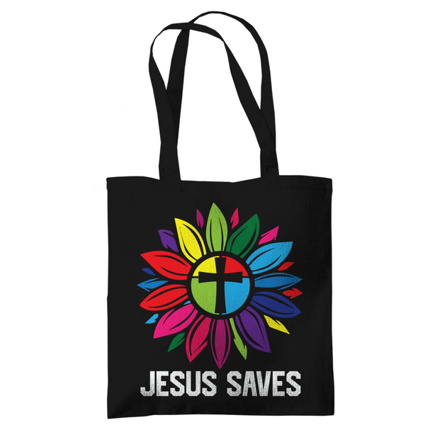 Tragetasche jesus saves blume