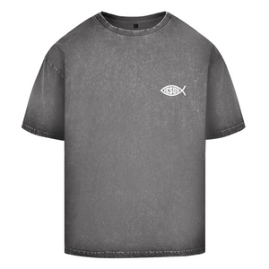 Oversize Washed T-Shirt fisch symbol ICHTHYS Jesus
