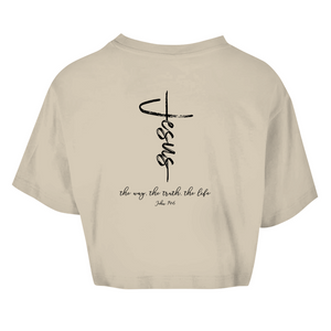 Damen Oversize Crop Top the way the truth the life john 14:6