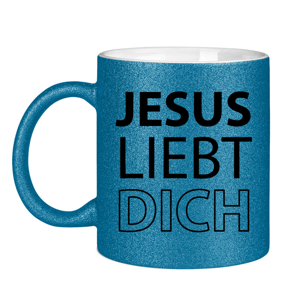 Glitzertasse jesus liebt dich