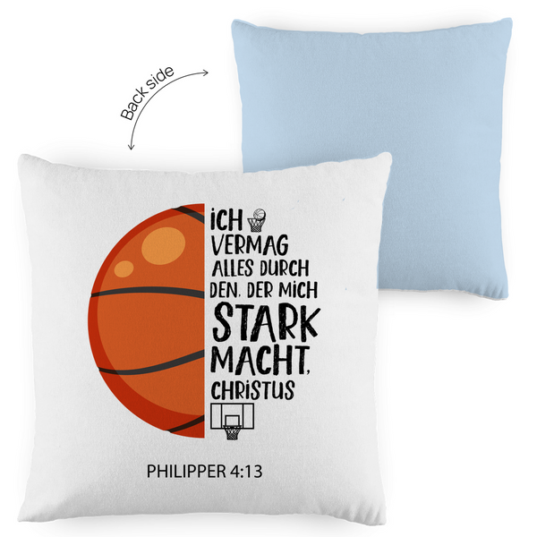 Kopfkissen zweifarbig der mich stark macht philipper 4:13 basketball