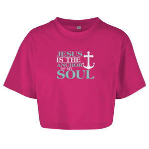 Damen Oversize Crop Top jesus is the anchor of my soul segeln